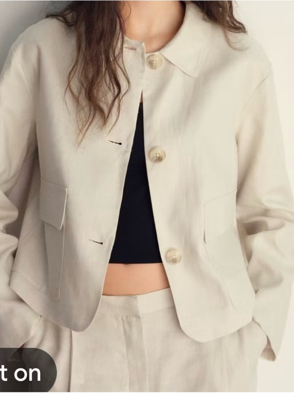 Mango Cream Cropped Button Jacket - Picture 4 of 10